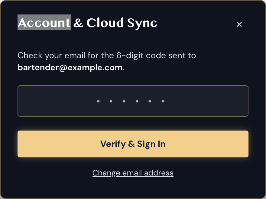 Entering auth code